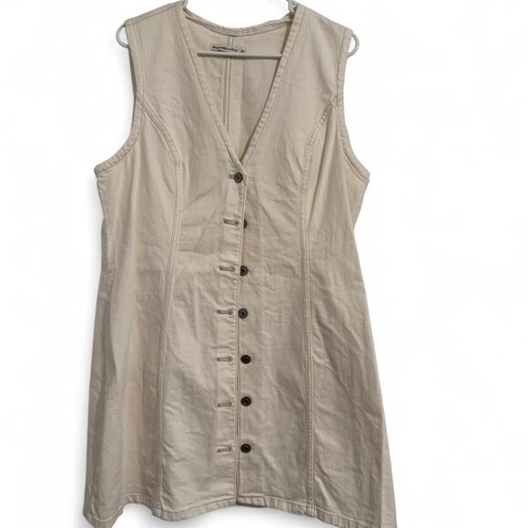 Abercrombie & Fitch fitted button-down denim vest mini dress size XL Petite - Picture 1 of 3